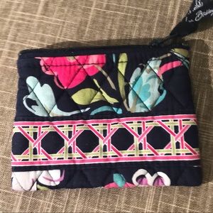 Vera Bradley Navy Quilted Coin Wallet with Pink, Aqua & Lime Accents